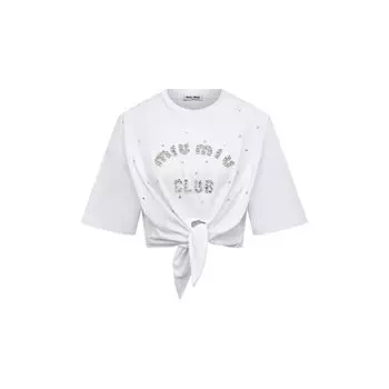 Хлопковая футболка Miu Miu