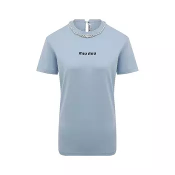 Хлопковая футболка Miu Miu
