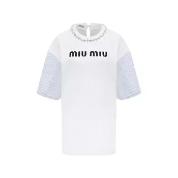 Хлопковая футболка Miu Miu