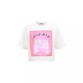 Хлопковая футболка Miu Miu