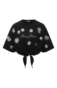 Хлопковая футболка Miu Miu