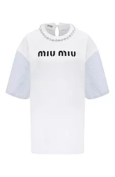 Хлопковая футболка Miu Miu