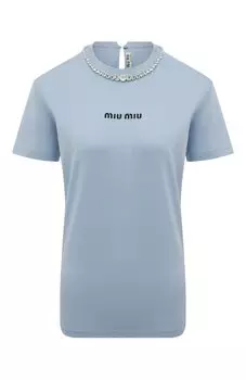 Хлопковая футболка Miu Miu
