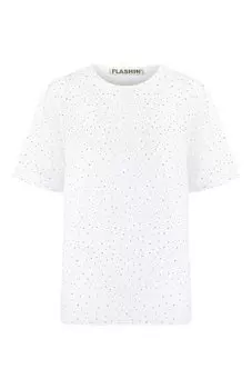 Хлопковая футболка с отделкой стразами Flashin