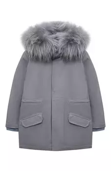 Хлопковая парка с меховой отделкой Yves Salomon Enfant