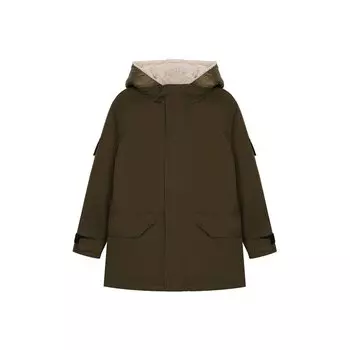 Хлопковая парка с меховой отделкой Yves Salomon Enfant