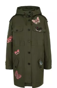 Хлопковая парка свободного кроя с капюшоном и вышивкой Valentino