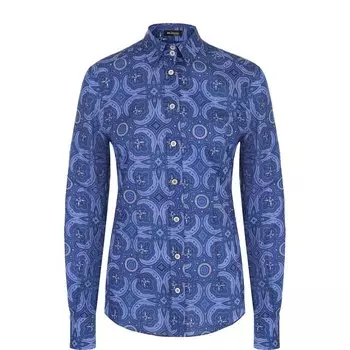 Хлопковая приталенная блуза с принтом Kiton