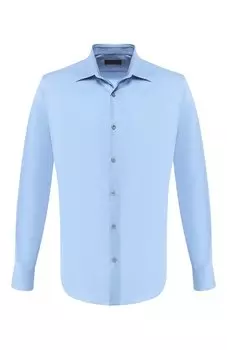 Хлопковая рубашка с воротником кент Prada