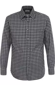 Хлопковая рубашка в клетку Brioni