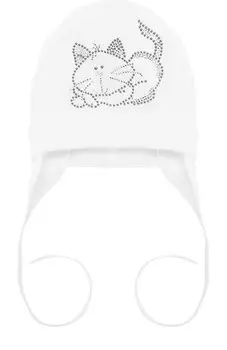 Хлопковая шапка на завязках со стразами Catya