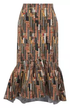 Хлопковая юбка-годе с принтом Stella Jean