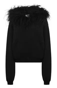 Хлопковое худи с отделкой перьями Giuseppe di Morabito