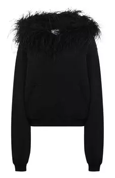 Хлопковое худи с отделкой перьями Giuseppe di Morabito