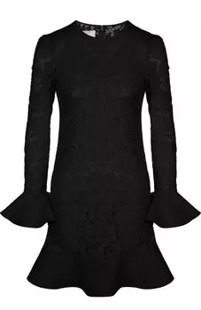 Хлопковое кружевное мини-платье с оборкой Valentino