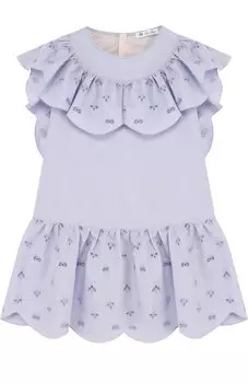 Хлопковое мини-платье с оборками и вышивкой Loro Piana