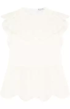 Хлопковое мини-платье с оборками и вышивкой Loro Piana