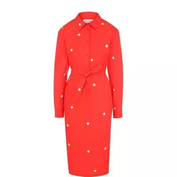 Хлопковое платье-рубашка с поясом в горох Nina Donis