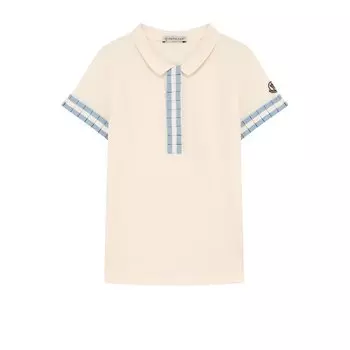Хлопковое поло с плиссированной отделкой Moncler Enfant