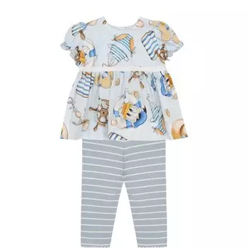 Хлопковый комплект из блузы и леггинсов Monnalisa