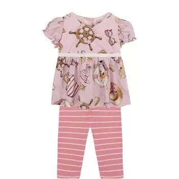 Хлопковый комплект из блузы и леггинсов Monnalisa