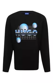 Хлопковый лонгслив HUGO Blue