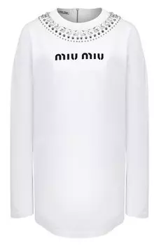 Хлопковый лонгслив Miu Miu