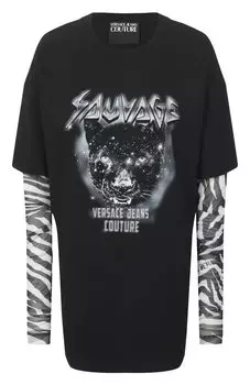 Хлопковый лонгслив Versace Jeans Couture