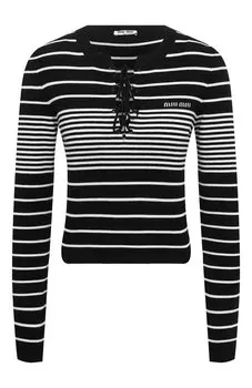 Хлопковый пуловер Miu Miu