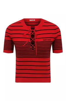 Хлопковый пуловер Miu Miu