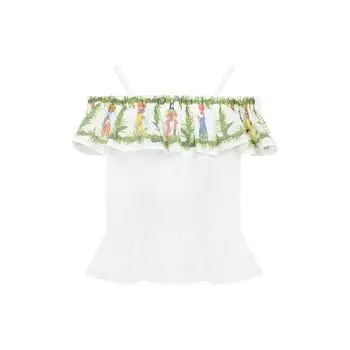 Хлопковый топ на бретельках Stella Jean Kids