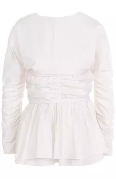 Хлопковый топ с баской и драпировкой Isa Arfen