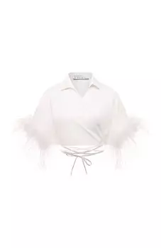 Хлопковый топ с отделкой перьями Giuseppe di Morabito