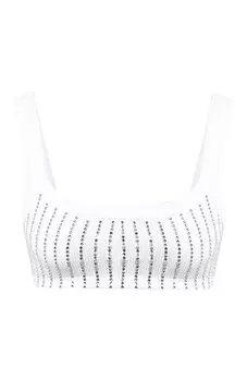 Хлопковый топ с отделкой стразами The Attico