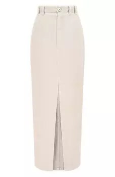 Юбка из хлопка и льна Brunello Cucinelli