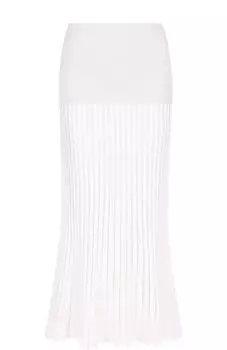 Юбка-миди фактурной вязки из смеси кашемира и хлопка Tse