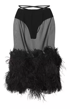 Юбка с отделкой перьями страуса The Attico