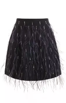 Юбка с отделкой перьями Valentino