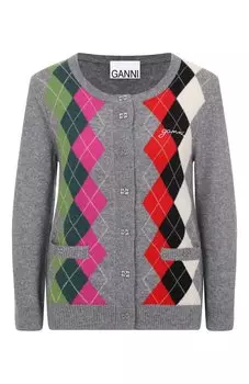 Кардиган из шерсти и кашемира Ganni