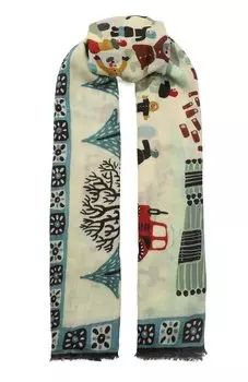 Кашемировая шаль Зимняя деревня Gourji