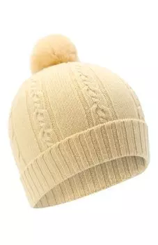 Кашемировая шапка с меховым помпоном Loro Piana