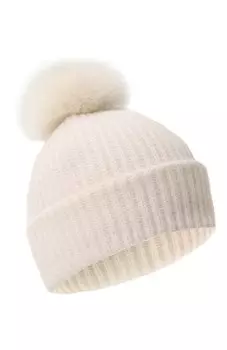 Кашемировая шапка с отделкой из меха песца Yves Salomon