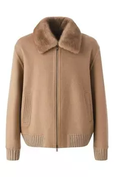 Кашемировый бомбер с воротником из меха норки MVST