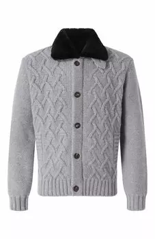 Кашемировый кардиган с меховой отделкой Kangra