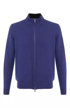 Кашемировый кардиган с меховой отделкой воротника Kiton