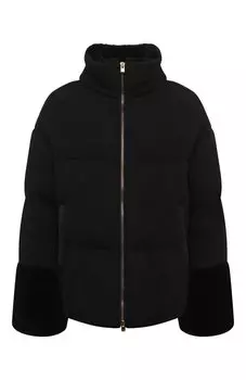 Кашемировый пуховик с меховой отделкой Agnona