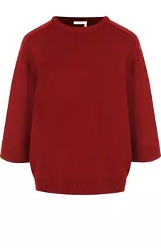 Кашемировый пуловер с укороченным рукавом и накладным карманом Chlo