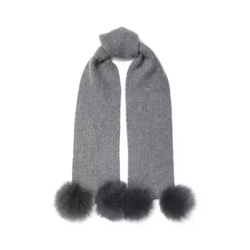 Кашемировый шарф с меховой отделкой Yves Salomon Enfant