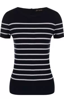 Кашемировый топ в полоску с круглым вырезом Loro Piana