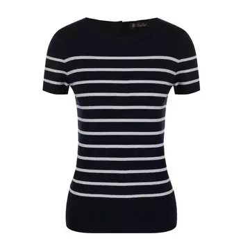 Кашемировый топ в полоску с круглым вырезом Loro Piana